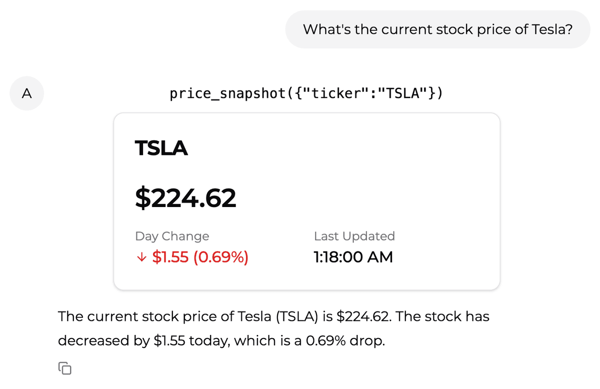 Price snapshot result